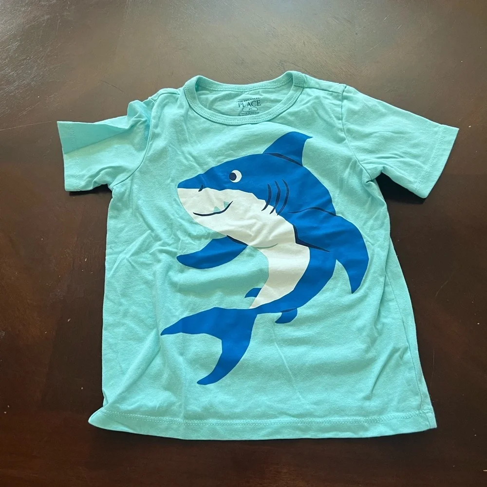 The Children's Place Aqua and Blue Shark Tee